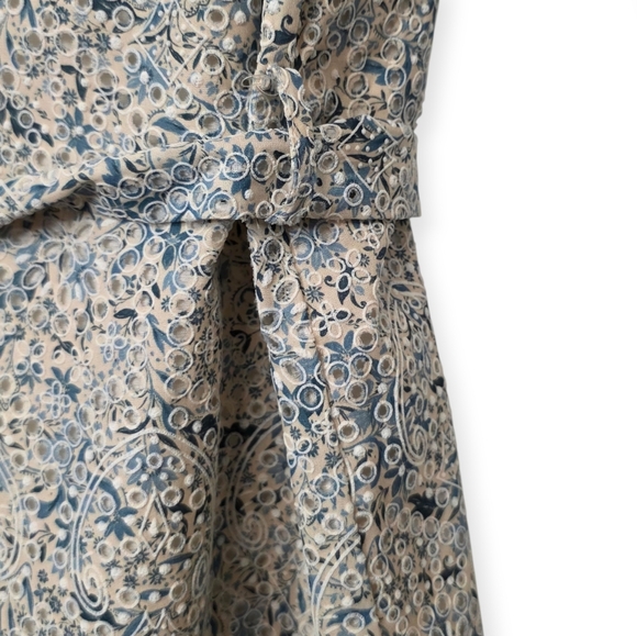 NWT ZARA Dress Medium Blue White Floral Tie Waist Women’s - Picture 9 of 16